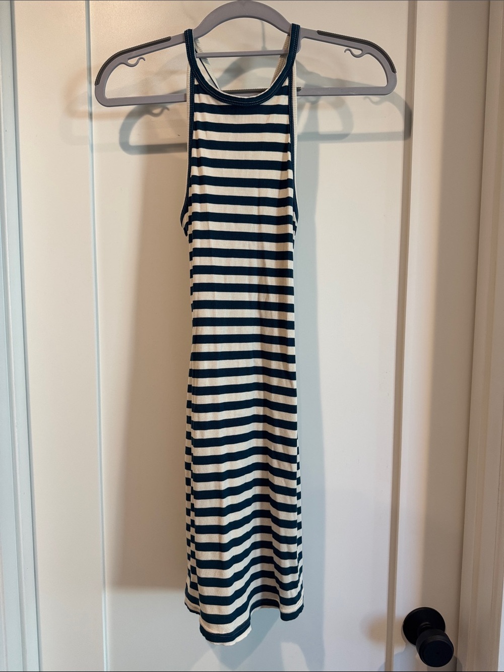 Capulet Navy and White Striped Midi Racerback Dress